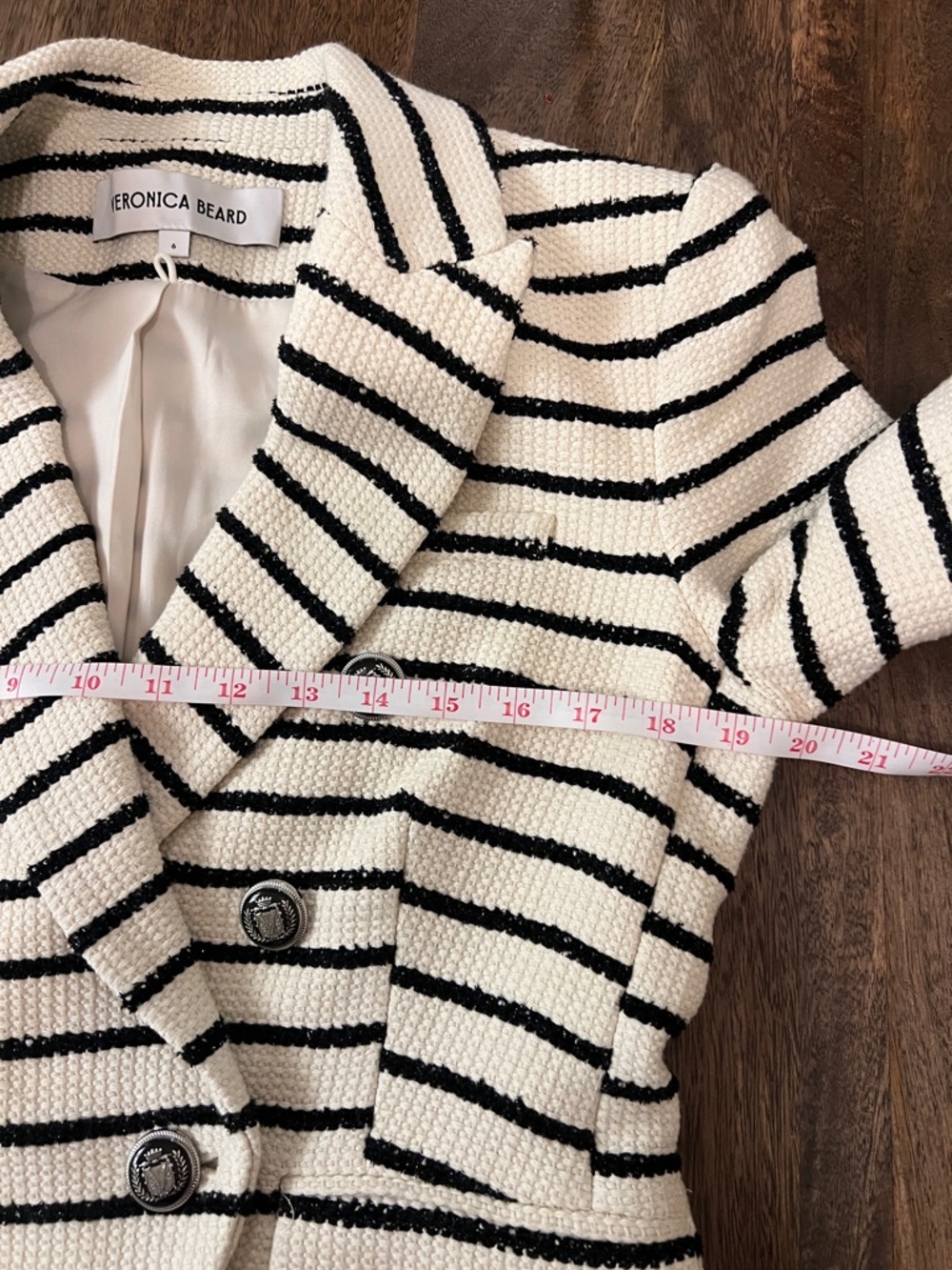 Veronica Beard Jenny Blazer Stripe Short Sleeve Cotton Blend Dickey Jacket sz 6 - Picture 15 of 16
